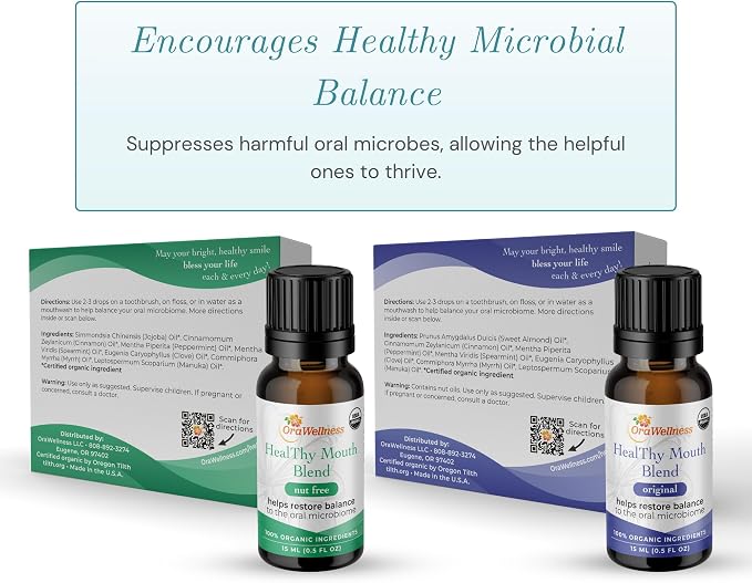 OraWellness Healthy Mouth Blend Organic Tooth Oil, Fluoride Free Rinse | Made in the USA with Essential Oils, Natural Toothpaste & Mouthwash Alternative, Supports Healthy Mouth, Teeth & Gums, 3 Pack