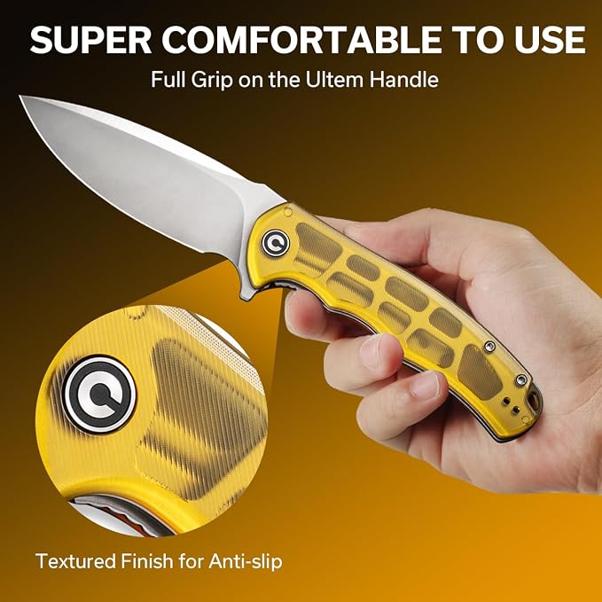 CIVIVI Praxis Large Folding Pocket Knife for EDC, 3.75" Blade C803L | Modern Aesthetics Ultem Handle, Comfortable Grip, Liner Lock, Deep Carry Reversible Clip for EDC