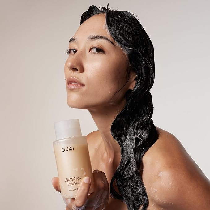 OUAI Medium Hair Shampoo - Hydrating Shampoo for Color Treated Hair & Dry Scalp - Nourishes, Strengthens, Reduces Breakage & Adds Shine - Coconut Oil, Babassu, Keratin - Sulfate Free, 10 Oz