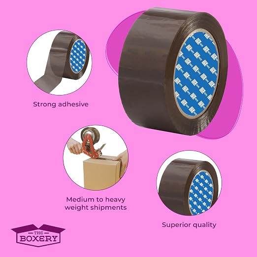 The Boxery 2" x 110 Yards Tan Packing Tape – 36 Roll Carton – Strong Industrial Grade Adhesive for Shipping, Moving & Packaging – Heavy Duty 2.2 Mil Box Sealing Tape