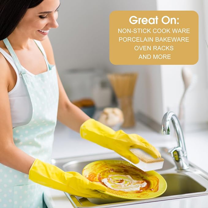 Tioncy 100 Pcs Individually Wrapped Sponges Kitchen Bulk Brown Dish Non Scratch Scrub Sponges Dual Sided Cleaning Dish Scrubber for Washing Dishes, Pots, Pans, Sinks, Stoves, Appliances, Car, Bike