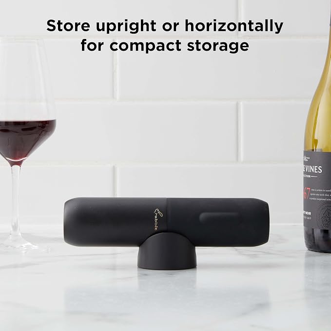 Rabbit Electric Corkscrew Wine Opener - Push Button Automatic Bottle Opener, Compact Design, Opens Bottles Quietly, Stores Vertically or Horizontally