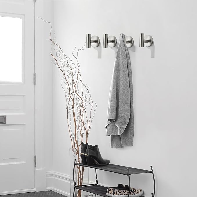 Wall Mounted Bathroom Towel Hooks for Hanging Clothes,Hat,5 Pack Brushed Nickel Coat Hook Robe Hooks.Suitable for Hotels and bathrooms.
