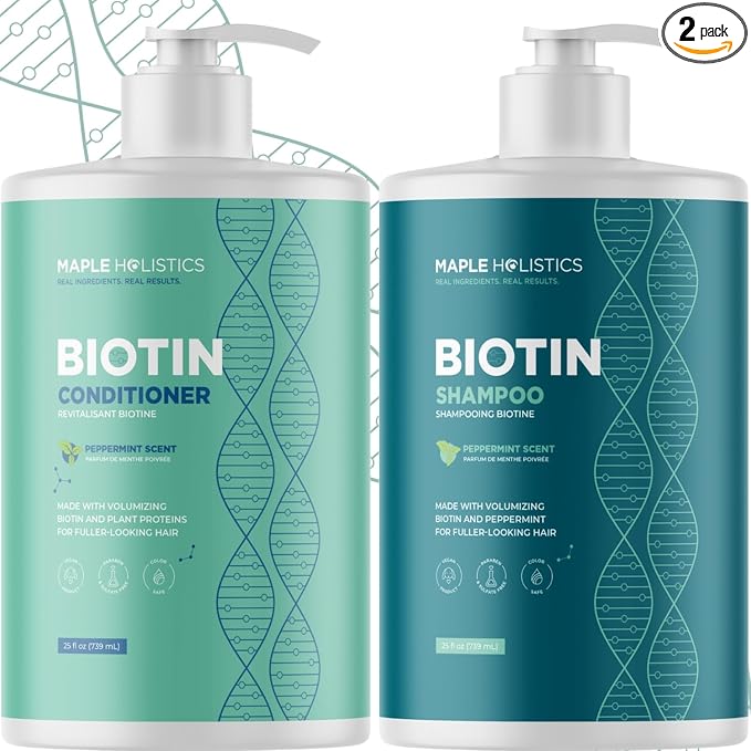 Volumizing Biotin Shampoo for Thinning Hair - Invigorating Peppermint Shampoo for Fine Hair with Argan Coconut and Olive Oils - Vegan & Color Safe - Paraben Silicone & Sulfate Free (25 Fl Oz)