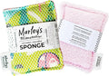 Marley's Monsters Washable Sponge – Reusable Eco-Friendly Scrubber – Dual-Sided for Gentle Cleaning or Heavy Duty Scrubbing – 4" x 5.5" Handmade in USA(Surprise Prints/Blush Pink Back)