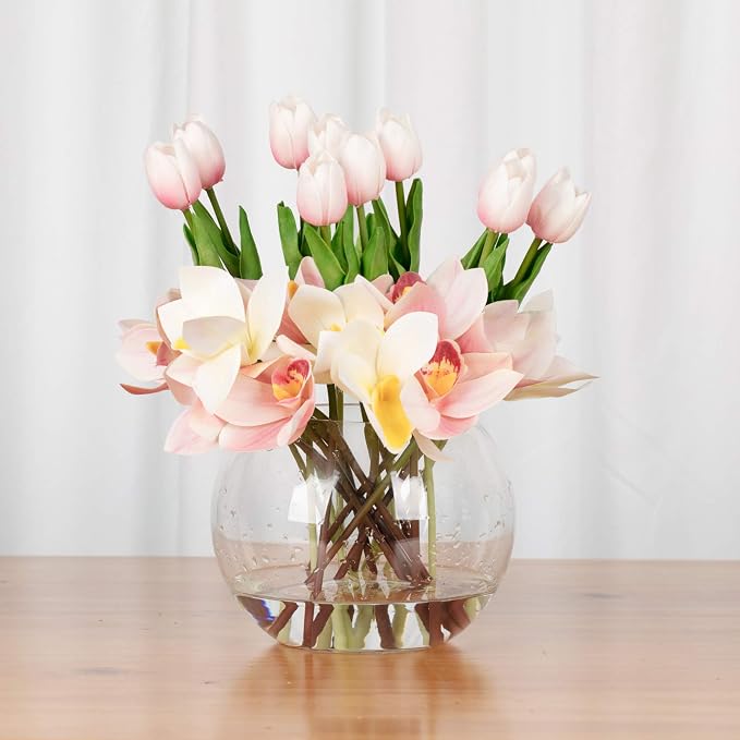 WGV Bowl Glass Vase, Diameter 6", Height 5", Open Width 4", (Multiple Sizes Choices) Clear Bubble Planter Terrarium Fish Bowl for Wedding Event Home Decor, 1 Piece (VBW0006)