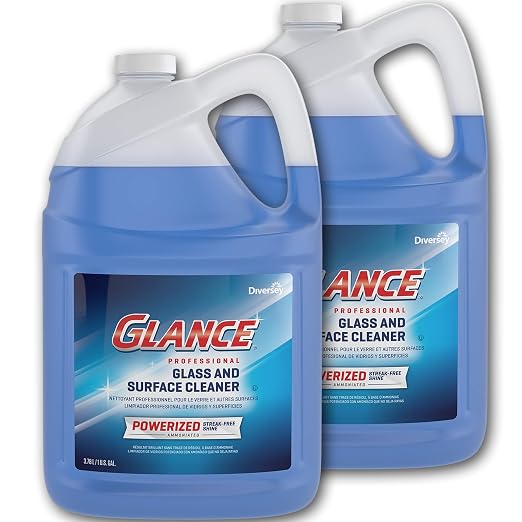 Glance CBD540311 Powerized Professional Glass & Surface Cleaner, Streak Free Commercial Ammoniated Liquid Window Spray, Ready-to-Use Refill, 1-Gallon (Pack of 2)