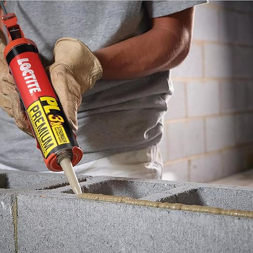 Loctite PL Premium Polyurethane Construction Adhesive, 10 fl oz Cartridge, 6 Pack - Versatile Construction Glue for Wood, Concrete, Stone, Metal & More