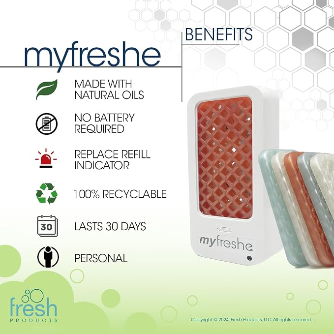 Fresh Products myfreshe Plug in Air Freshener Worry free No Heat No Glass Dry Fragrance Refills For Small Spaces Made in the USA Spa Minerals 2 pack
