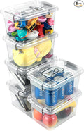 EOENVIVS Plastic Storage Bins 7 Quart-Storage Organizer Bins with Grey Buckle Lids, Stackable Storage Bins with Lids for Home Office Kids Room Closet School Art Supplies Organization,6 Packs, Clear