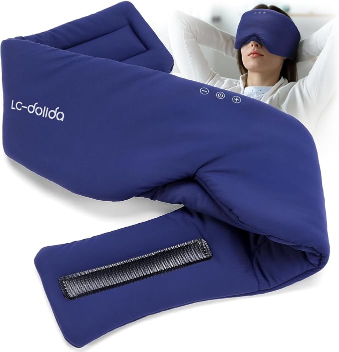 Luxury Bluetooth 5.4 Sleep Mask for Adults - Ice Fiber Cooling & HD Sound, 100% Light Blocking Adjustable Eye Cover for Travel & Side Sleepers - Soft Sleep Headphones with 10H Playtime (Blue)
