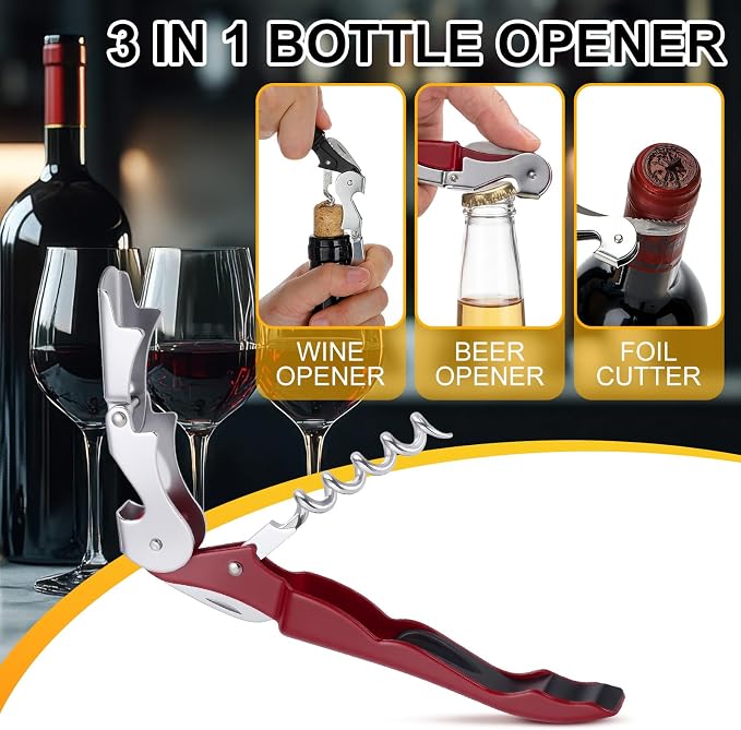 Raiten 100 Pack Waiter Corkscrew Wine Opener Double Hinged Wine Key Bottle Opener with Foil Cutter Heavy Duty Professional Corkscrew for Bartender Server Sommelier (Mix Color)