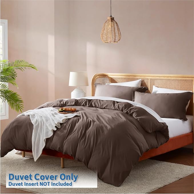 Nestl Twin Duvet Cover Set - Soft Double Brushed Chocolate Brown Duvet Cover Twin/Twin XL, 2 Piece, with Button Closure, 1 Duvet Cover 68x90 inches and 1 Pillow Sham