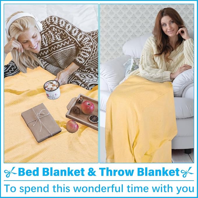 Vikumond Turkish Beach Towel Blanket Oversized 88x82 Inch Quick Dry Yellow | Lightweight Compact Portable Sand Free Absorbent Boho Woven Throw for Pool Swimming Picnic Camping Cruise Outdoor Essentials