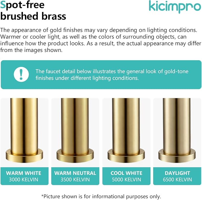Gold Reverse Osmosis Faucet Kicimpro Kitchen Water Filter Faucet Non-Air-Gap Drinking Water Bar Faucet 304 Stainless Steel Gold Finish Lead-Free