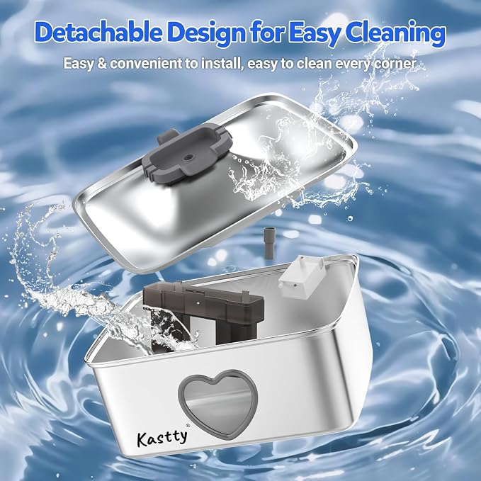 Kastty Large Dog Water Fountain, 15L/3.96Gal Stainless Steel AUTO Pet Water Bowl Dispenser Inside, 5-Stage Filtration, Dual-Color LED, Visual Window, Quiet, for Large Dogs & Multi-Pet, FS80