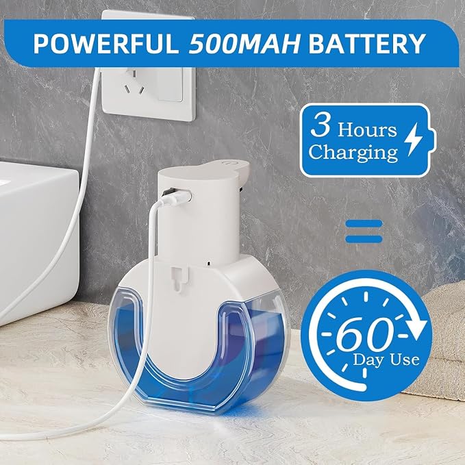 2Pack Automatic Soap Dispenser Touchless,Rechargeable Liquid Soap Dispenser,15oz/420ml Smart Hand Soap Dispensers,4-Level Adjustable,Wall Mount for Bathroom Kitchen Dish Soap,Hands-Free(White)