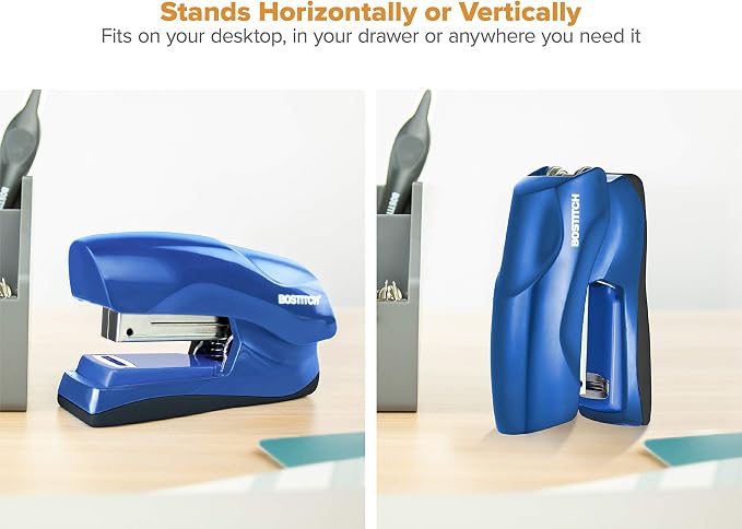 Bostitch Office Heavy Duty Stapler, 40 Sheet Capacity, No Jam, Half Strip, Fits into the Palm of Your Hand, For Classroom, Office or Desk, Navy Blue