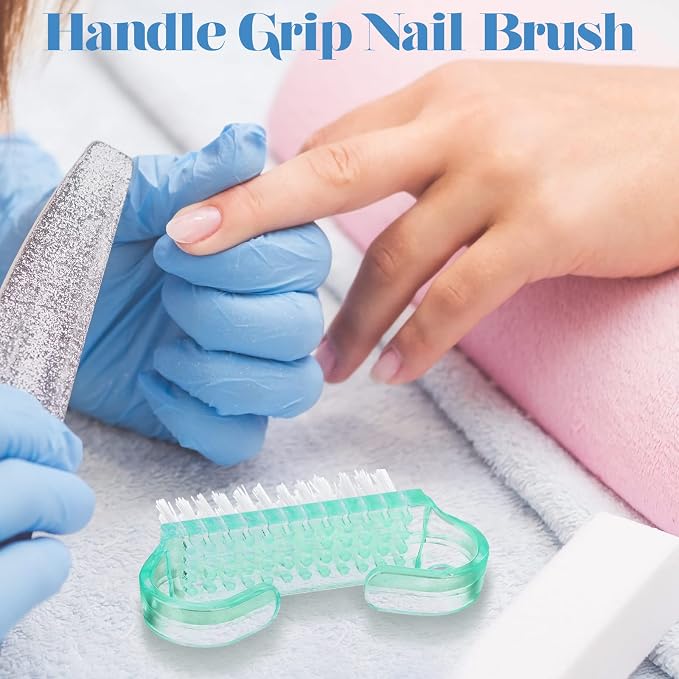 Bokon 400 Pcs Handle Grip Nail Brush Bulk Hand Fingernail Scrub Cleaning Brushes for Toes and Nails Cleaner, Pedicure Scrubbing Tool Kit for Men and Women（Multicolor）