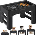 URPOWER 2-in-1 Elevated Slow Feeder Dog Bowls with No-Spill Water Bowl | 4 Height-Adjustable Raised Dog Bowls, Non-Slip Food and Water Bowls with Stand for Small, Medium, Large Dogs, Cats and Pets