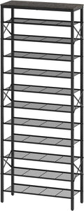 YATINEY 12 Tier Shoe Rack, Large Capacity Shoe Storage Organizer Holds 48 Pairs, Sturdy and Stable, for Entryway, Hallway, Closet, Dorm Room, Charcoal and Black SS12BC