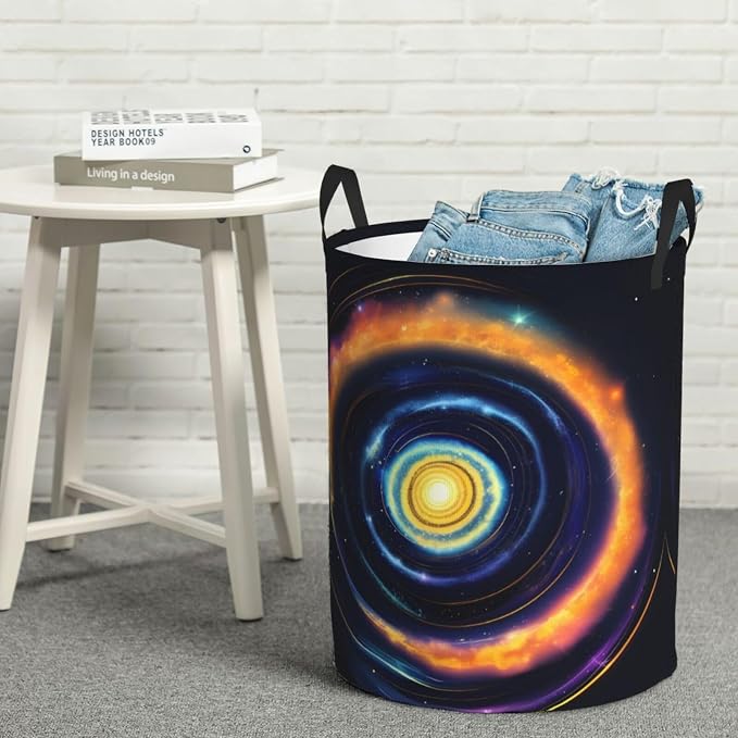Space Spiral Cosmic Energy Large Foldable Laundry Basket Hamper,Storage Basket Bin With Handles,For Bathroom,College