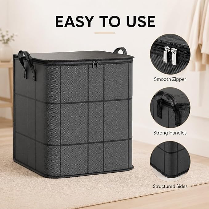 XXL Foldable Storage Bag with Reinforced Handles, Comforter Storage, Foldable Spacious Moving Storage Bin, Reinforced Handles, Store Duvets and Seasonal Clothes，3PCS：XL(22.0 x17.7x 22.0 inches)