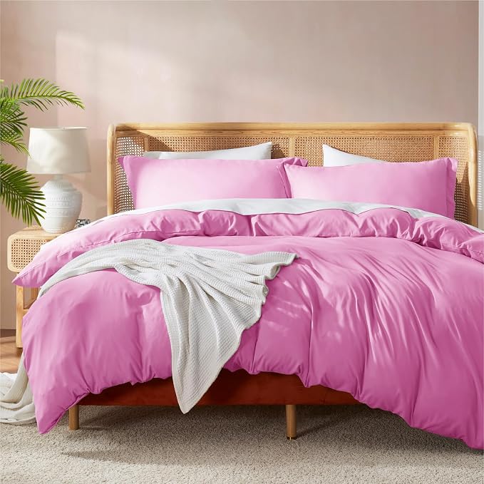 Nestl Twin Duvet Cover Set - Soft Double Brushed Light Pink Duvet Cover Twin XL, 2 Piece, with Button Closure, 1 Duvet Cover 68x90 inches and 1 Pillow Sham