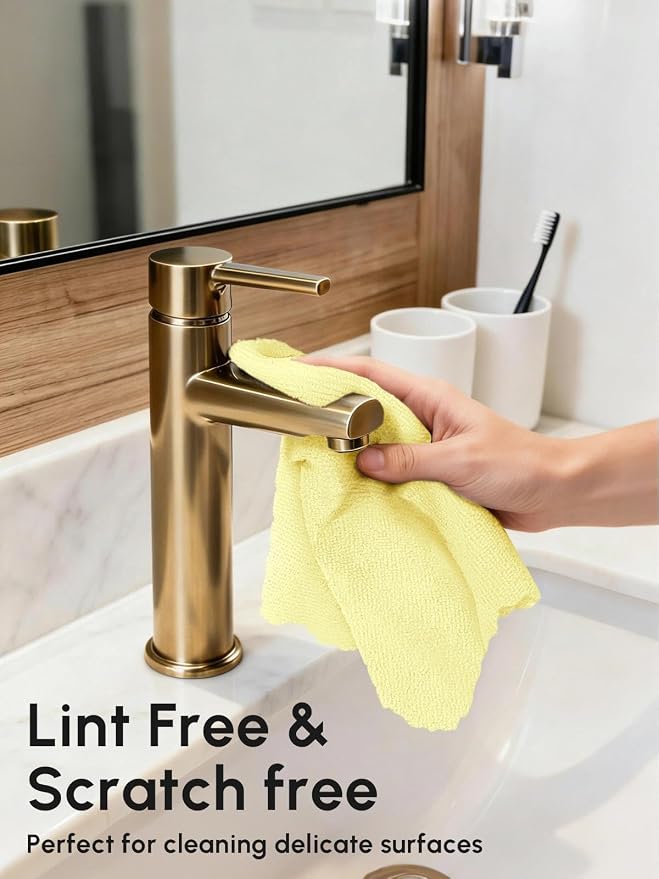 Microfiber Cleaning Cloths Roll, 75 Pack Tear Away Microfiber Towels Roll, 12" x 12" Lint Free Rags, Reusable Cleaning Cloths, Washable, Scratch Free,Ultra Absorbent Dish Rags(Yellow)
