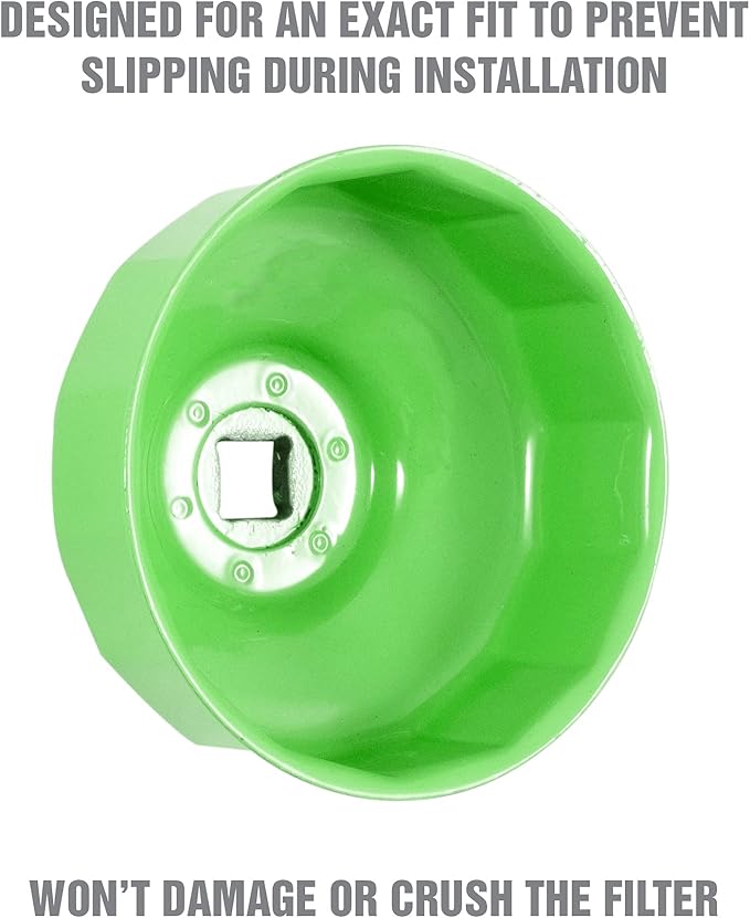 OEMTOOLS 74mm 14 Flute Oil Filter Wrench, Green, Blend