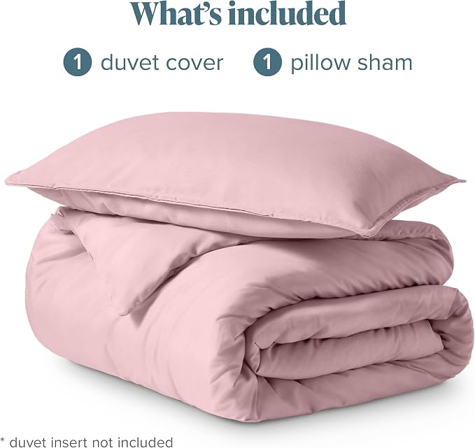 Bare Home Bedding Duvet Cover Extra Long Size - Premium 1800 Super Soft Collection - Lightweight, Cooling - Soft Breathable Bedding Duvet Cover (Twin/Twin XL, Dusty Pink)