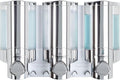 Better Living Aviva Shower Dispenser 3 Chamber,Wall Mount Shower Soap Pump Dispenser for Bathroom Hotel Body Wash,Built-in Hooks,No Drill,Waterproof Shampoo SoapDispenser 3 x 11 oz,Chrome (Pack of 6)