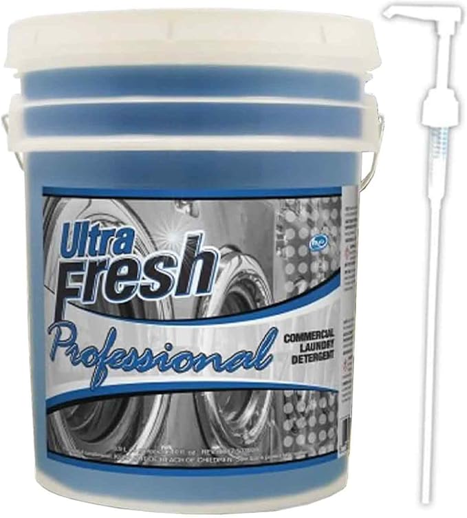 Ultra Fresh® Professional™ Commercial Laundry Detergent, 5 Gallons – Liquid with Easy Dispensing Pump for All Machine Types, up to 640 Loads