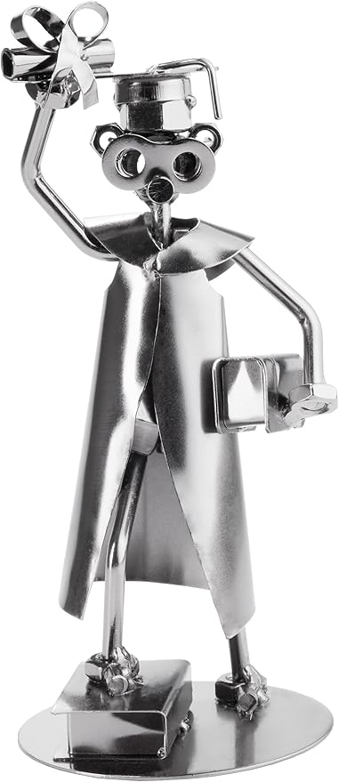 BRUBAKER Nuts and Bolts Sculpture Graduation Bachelor Master - Handmade Iron Figure Metal Man Examination - School Metal Figure Gift Idea for Students
