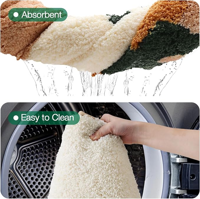 LUMI Bathroom Rugs with Cactus Plant, Square Bathroom Mat, Ultra Soft, Absorbent Quick Dry, Non-Slip Washable Shower Rugs, Luxury Carpet for Shower Floor, Bathtub, Home Decor, 32"x32"