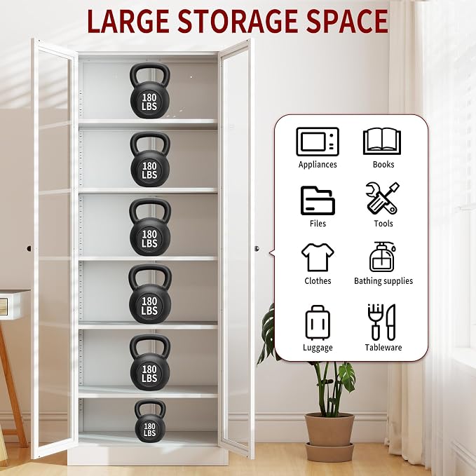 AQY Kitchen Pantry Cabinet,73" Tall Pantry Storage Cabinet with Doors and Adjustable Shelves, Metal Food Pantry Cabinets with Handle, Freestanding Cupboard for Living Room-Assemble Required
