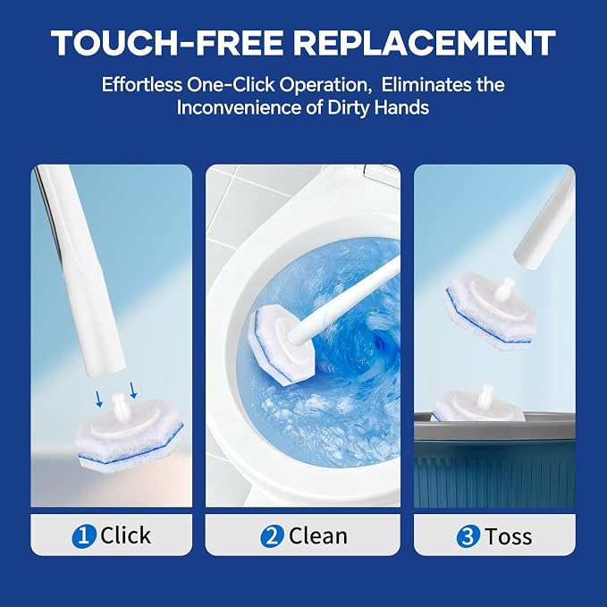 30 Toilet Bowal Wand Refills Fits for Clorox Toilet Brush Wand, Upgrade 3-Layer Disposable Bowl Cleaner Refills for Bathroom Cleaning, 3X Cleaning Power, No Falling Apart