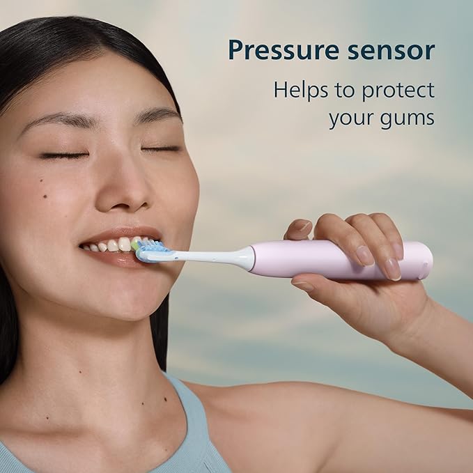 Philips Sonicare 5950 Series Electric Toothbrush with Pressure Sensor, SmarTimer, BrushPacer, 6 Brushing Settings, 21-Day Runtime, Travel Case, Light Pink, HX7132/03