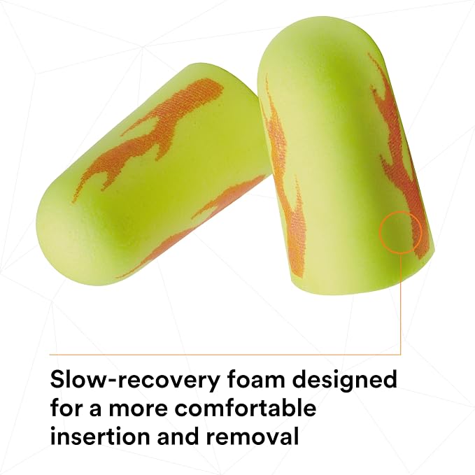 3M Ear Plugs, 200 Pairs/Box, E-A-Rsoft Yellow Neon Blasts 312-1252, Uncorded, Disposable, Foam, NRR 33, Drilling, Grinding, Machining, Sawing, Sanding, Welding, 1 Pair/Poly Bag