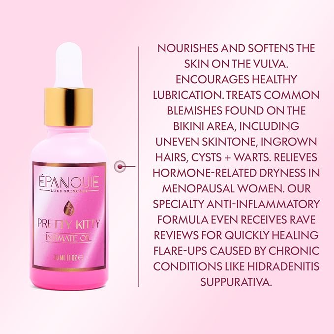 Epanouie Skin | Pretty Kitty Intimate Care | Botanical Feminine Hygiene | Intimate Serum | Vulva Moisturizer | Relieves Itching + Dryness | Ingrown & Dark Spot Treatment | For Soft, Radiant Skin