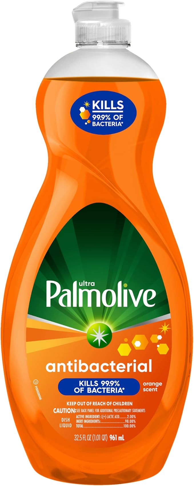 Palmolive Ultra Concentrated Antibacterial Liquid Dish Soap, Orange Scent, 32.5 Fluid Ounce
