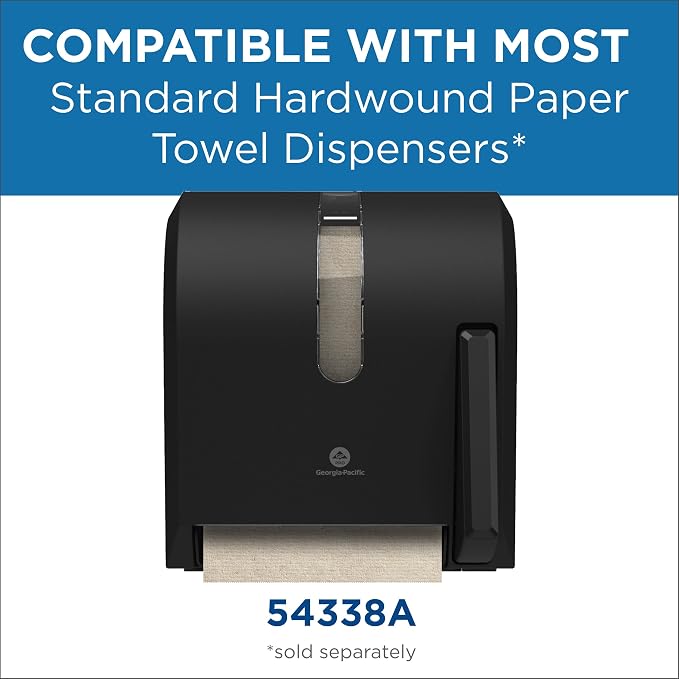 Pacific Blue Basic by Georgia-Pacific PRO Recycled Hardwound Paper Towel Rolls, Brown, 800 Feet Per Roll, 6 Rolls Per Case, 26301 | 1-Ply, Brown, Hardwound Roll, 40% Post-Consumer Fiber, Nonperforated Continuous, Dispenser Compatible, For Hand Drying