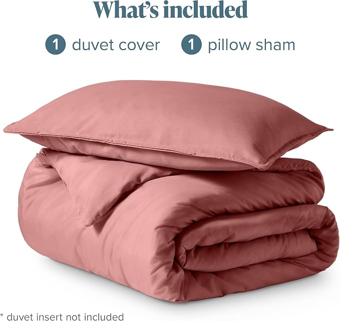 Bare Home Bedding Duvet Cover Extra Long Size - Premium 1800 Super Soft Collection - Lightweight, Cooling - Soft Breathable Bedding Duvet Cover (Twin/Twin XL, Dusty Rose)