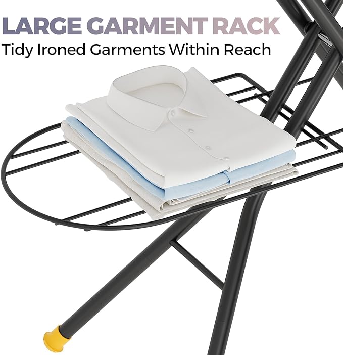 APEXCHASER Ironing Board Standard Size, Iron Board and Ironing Board Set Height Adjustable, Foldable Ironing Boards Standard Size, Iron Table Stand with Iron Rest and Garment Rack, 13" x 43" Gray