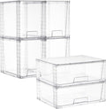 Vtopmart 6 Pack Stackable Storage Drawers, Easily Assemble Clear Plastic Organizer Bins, 2 Wide Drawers and 4 High Drawers for Under Sink, Pantry, Kitchen Cabinet, Bathroom Organization and Storage