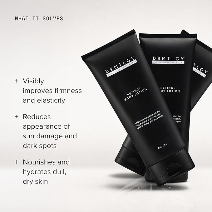 DRMTLGY Retinol Body Lotion – Firming Anti-Aging Body Cream for Crepey Skin, Stretch Marks & Sun-Damaged Skin – Hydrating Retinol Lotion with Ceramides & Shea Butter