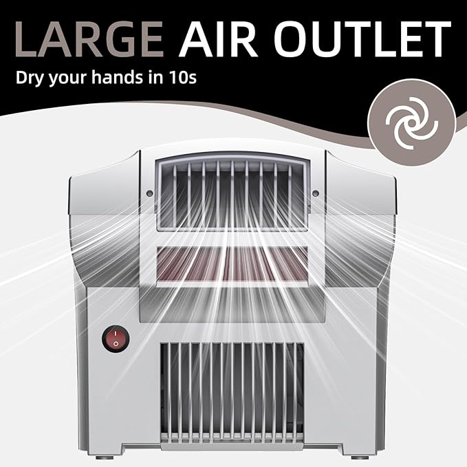 Commercial Hand Dryer Electric Compact Hand Dryer for Bathrooms Commercial 1800W High Speed Hand Dryer with Hot Cold Air and Noise Reduction 110V Silver