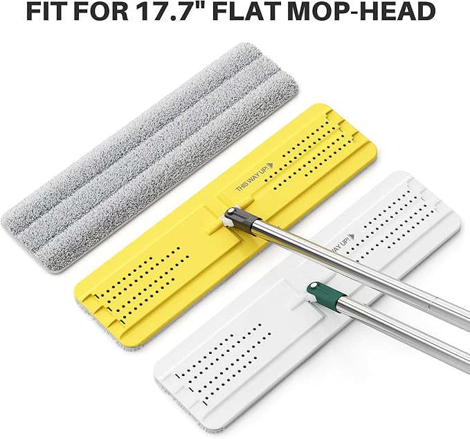 JOYMOOP Microfiber Replacement Pads for 17.7" Flat Mop System, Washable Reusable Mop Refills, Grey and Stripe, Pack of 4 for Floor Cleaning