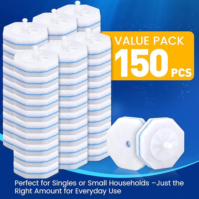 Toilet Brush Refills, Disposable Toilet Bowl Cleaner Refills for Toilet Cleaner Wand, Single-Use Hygienic Scrubber Pads, 150 Count