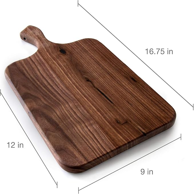 Brazos Home Dark Walnut Wood Cutting Board for Kitchen, Seasoned, Chopping Board, Wood Cheese Board, Charcuterie Platter, Ideal for Serving or Chopping Fruit, Vegetables, Cheese or Meat, 16 x 8, Large